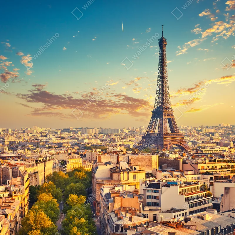 Laptop-Aufkleber sonnenuntergang über Paris skyline mit eiffelturm Laptop-Aufkleber sonnenuntergang über Paris skyline mit eiffelturm