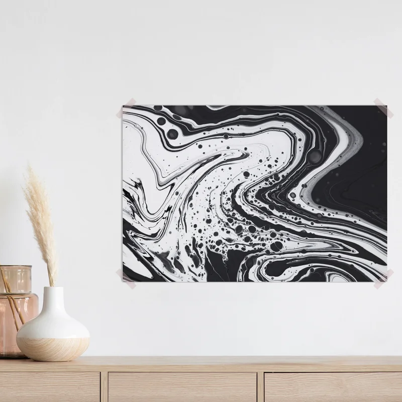 Poster schwarz-weißes marmormuster Poster schwarz-weißes marmormuster