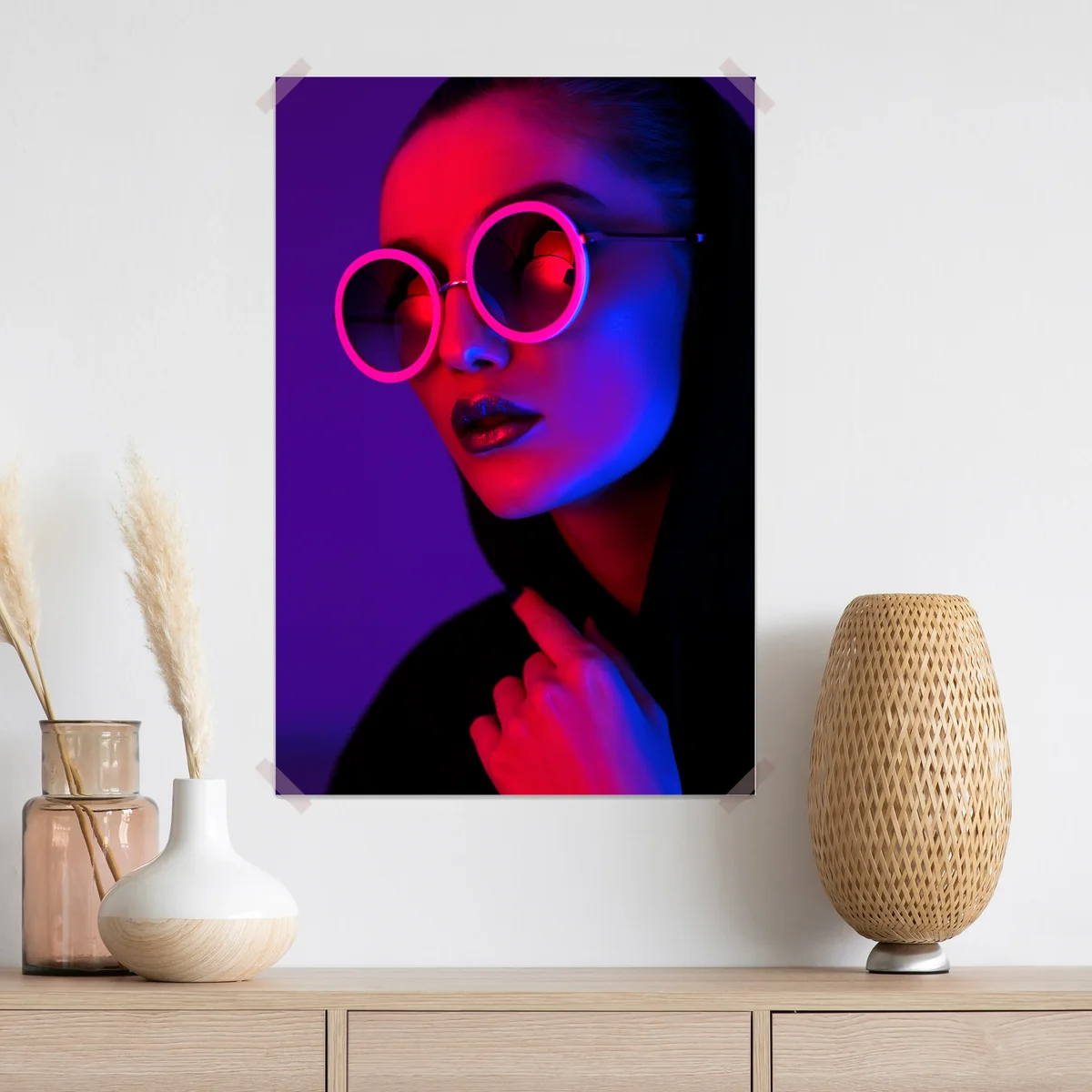 Poster neonporträt in pink und blau Poster neonporträt in pink und blau