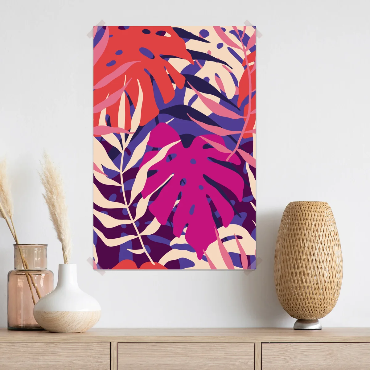 Poster pastell tropisches blattmuster Poster pastell tropisches blattmuster