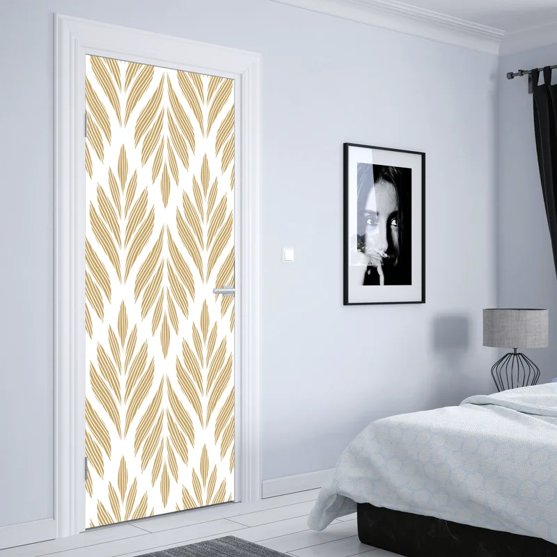 Türaufkleber goldenes blattmuster nahtloses design