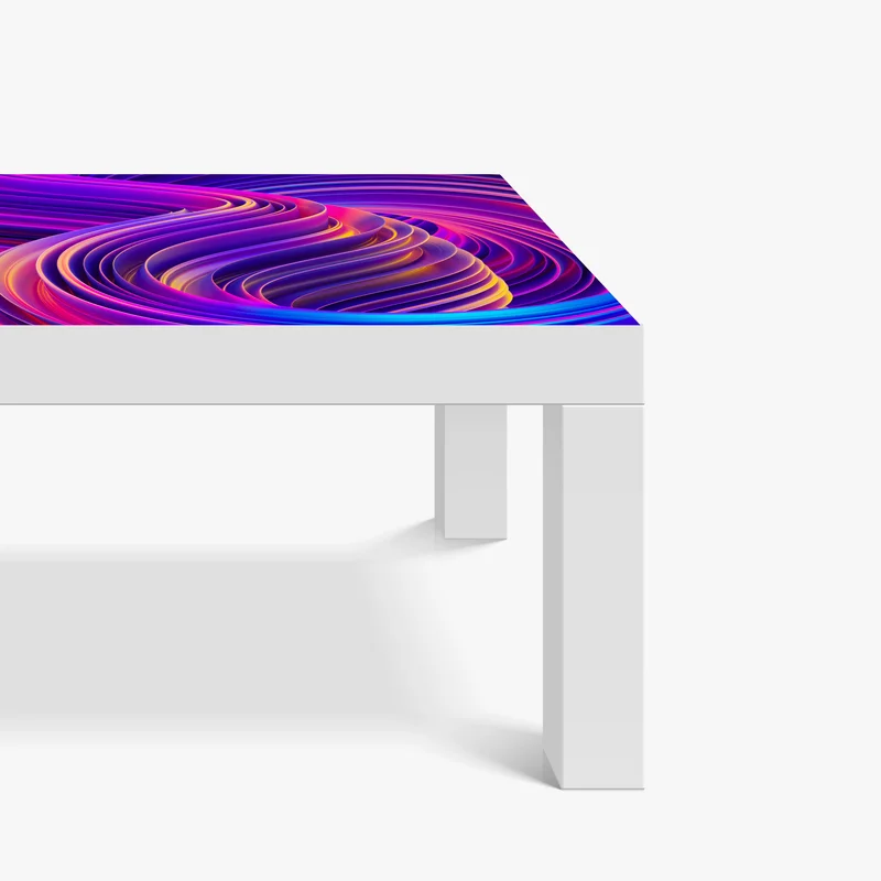 Tischaufkleber und Schreibtischaufkleber leuchtender lila 3d bandwirbel