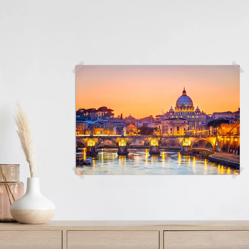 Poster sonnenuntergang über dem Petersdom und dem Tiber Poster sonnenuntergang über dem Petersdom und dem Tiber