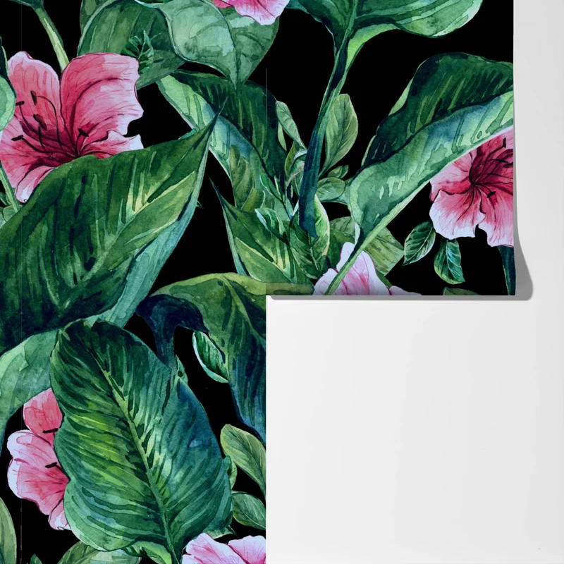 Fototapete rosa aquarellblumen auf schwarzem hintergrund Fototapete rosa aquarellblumen auf schwarzem hintergrund