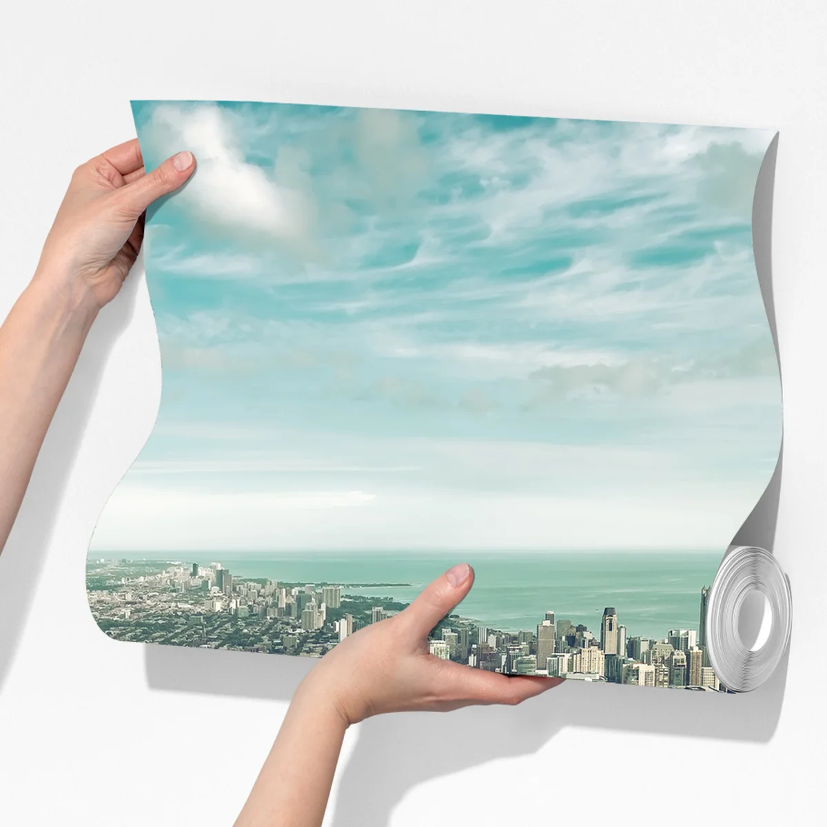 Fototapete Chicago luftaufnahme skyline in türkis vintage-tönen Fototapete Chicago luftaufnahme skyline in türkis vintage-tönen