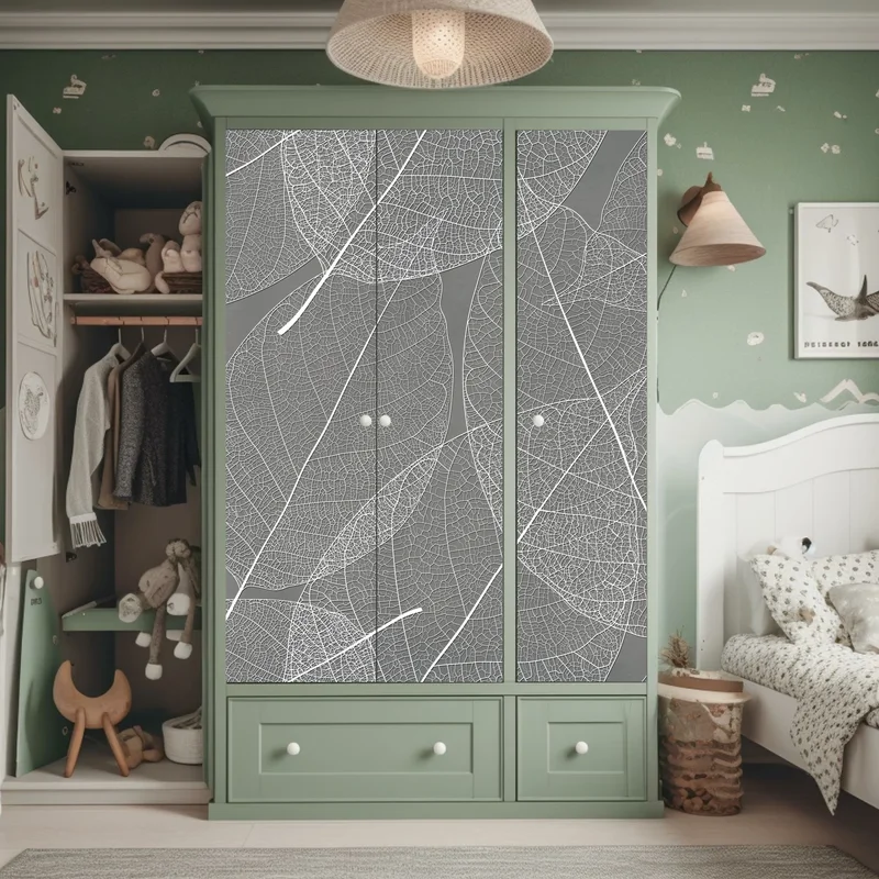 Schrankaufkleber feines blattadern-muster in grautönen