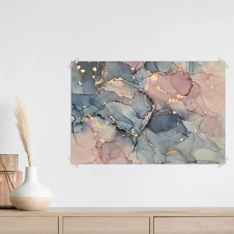 Poster zarte pastell-flüssigmarmor mit goldadern Poster zarte pastell-flüssigmarmor mit goldadern