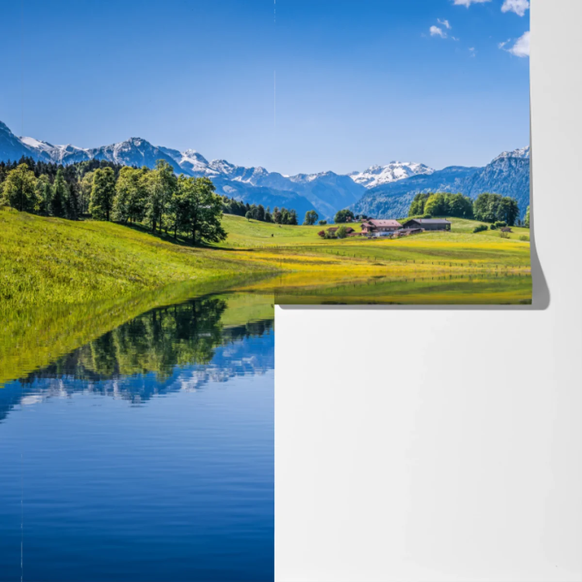 Fototapeta alpejskie odbicie: spokojny krajobraz górski Fototapeta alpejskie odbicie: spokojny krajobraz górski