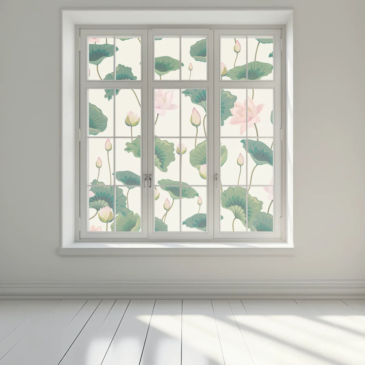 Fensteraufkleber ruhiges botanisches lotosmuster Fensteraufkleber ruhiges botanisches lotosmuster