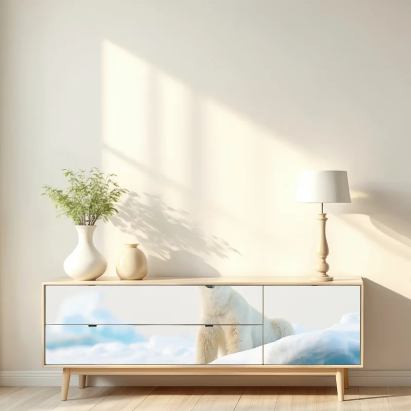 Repositionierbarer Aufkleber eisbär auf eis in der Arktis, Svalbard