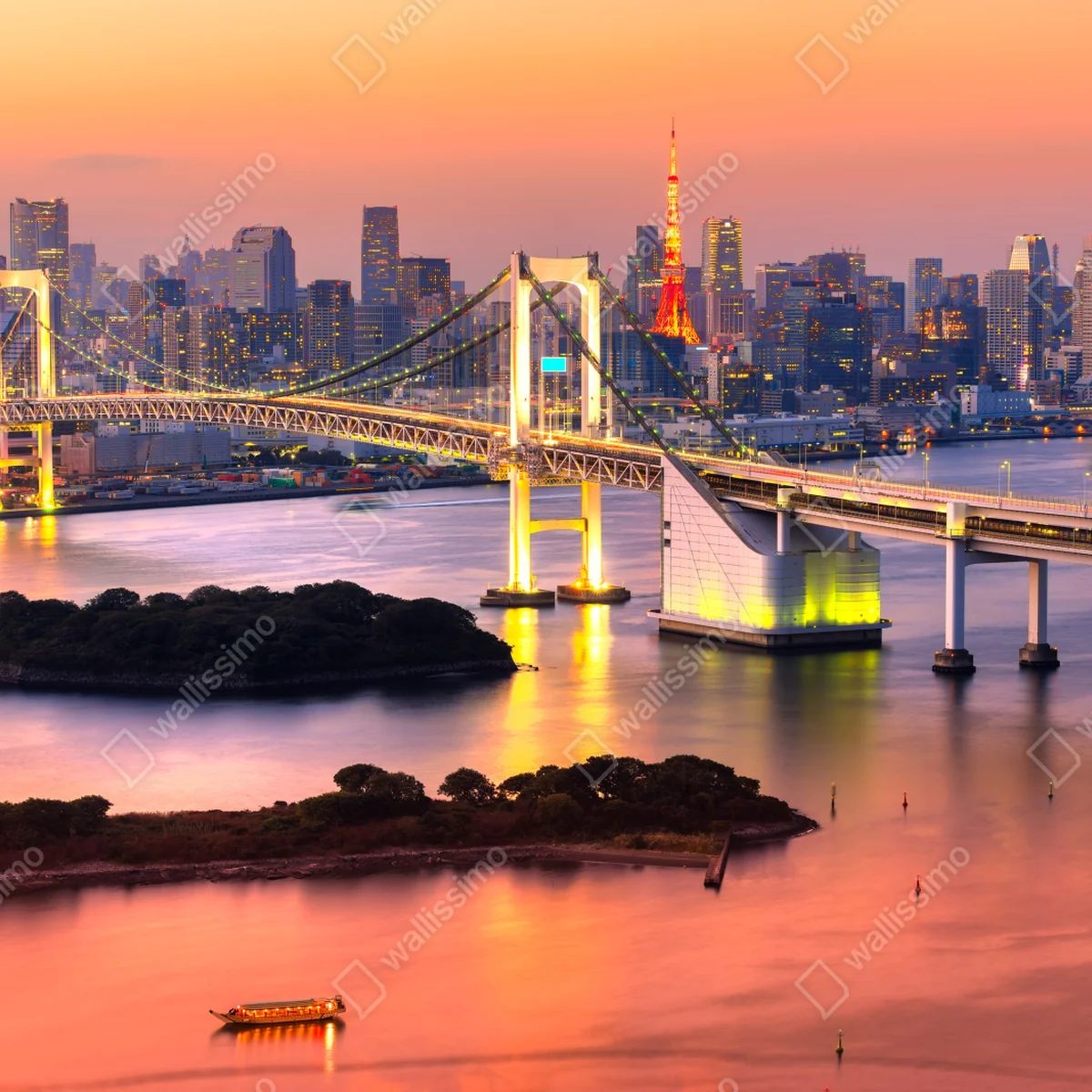 Poster Tokio skyline bei sonnenuntergang Poster Tokio skyline bei sonnenuntergang