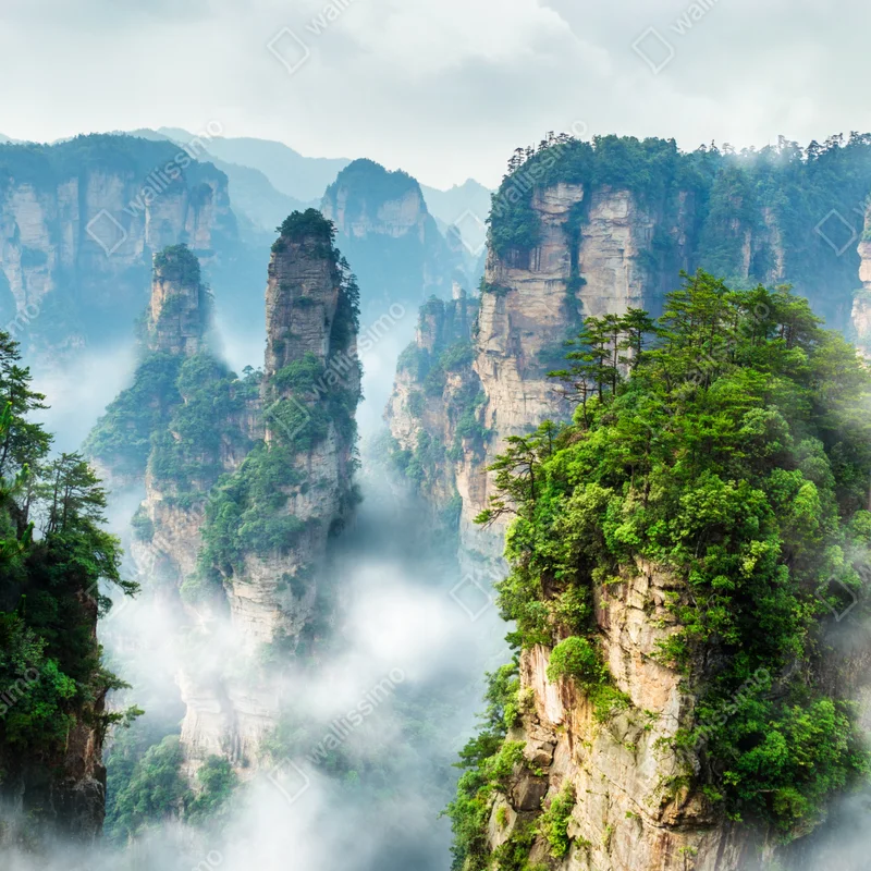 Fototapeta mgliste filary górskie Fototapeta mgliste filary górskie