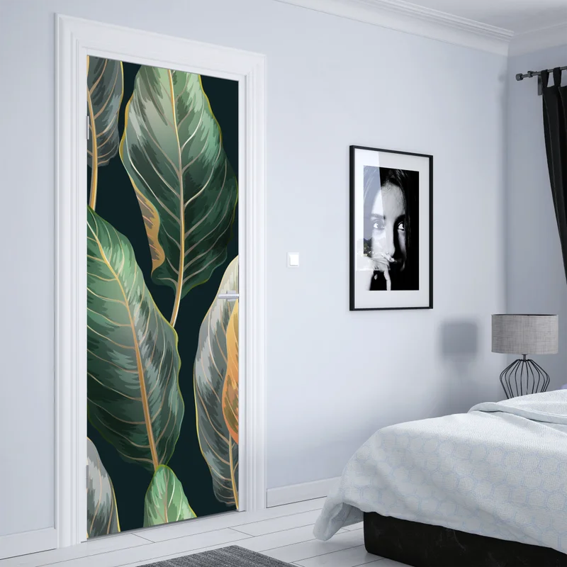 Türaufkleber vintage tropisches blättermuster Türaufkleber vintage tropisches blättermuster
