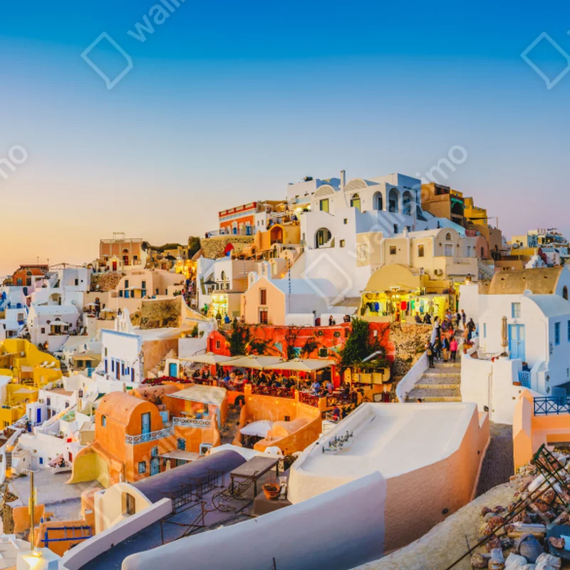 Fensteraufkleber sonnenuntergang über Santorini panoramaansicht Fensteraufkleber sonnenuntergang über Santorini panoramaansicht