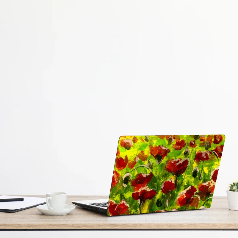 Laptop-Aufkleber feld roter mohnblumen