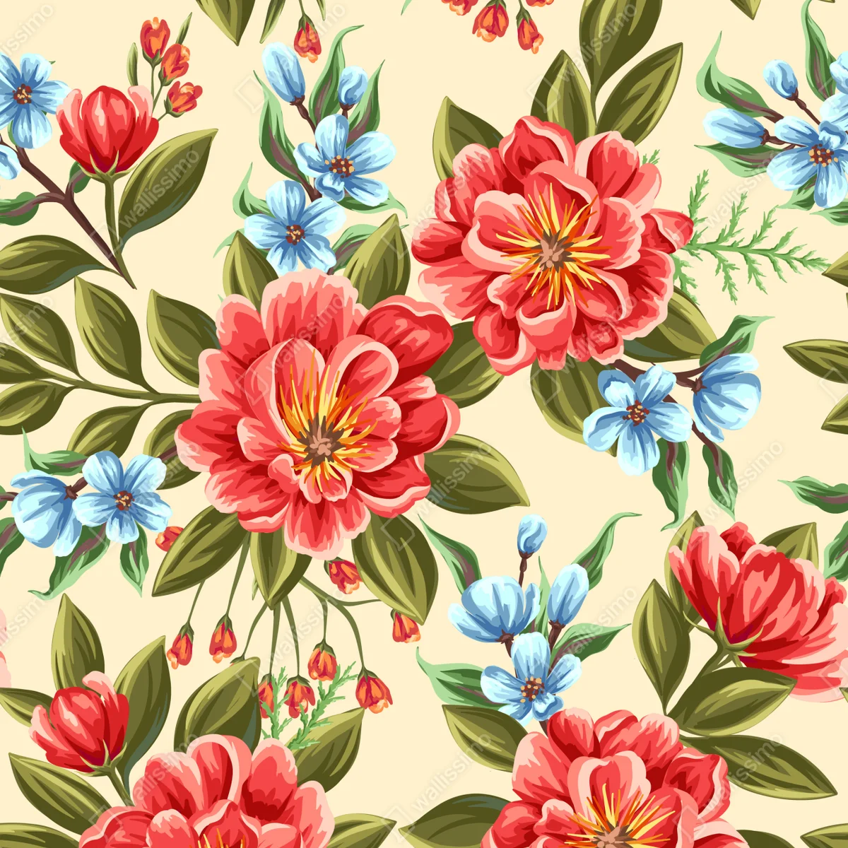 Leinwandbild lebhaftes aquarell blumenmuster Leinwandbild lebhaftes aquarell blumenmuster