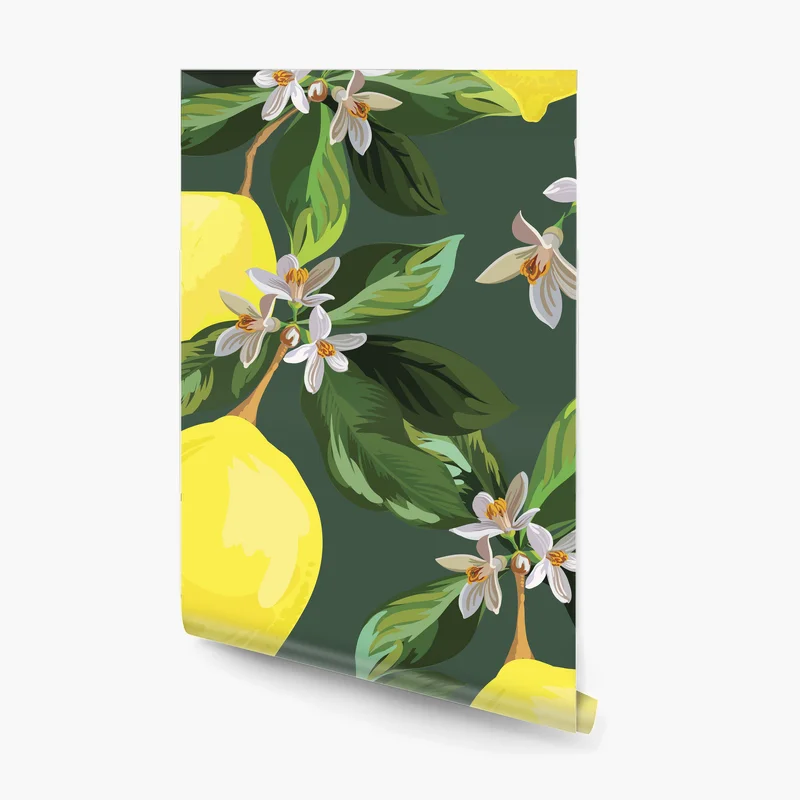 Fototapete botanisches zitronenmuster Fototapete botanisches zitronenmuster