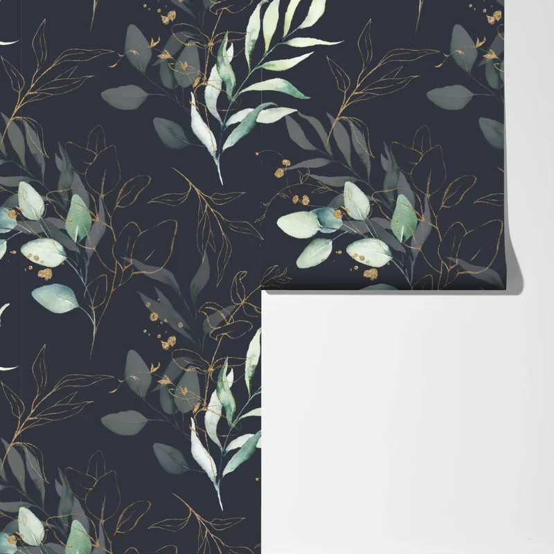 Fototapete aquarell eukalyptusblätter auf dunklem hintergrund Fototapete aquarell eukalyptusblätter auf dunklem hintergrund
