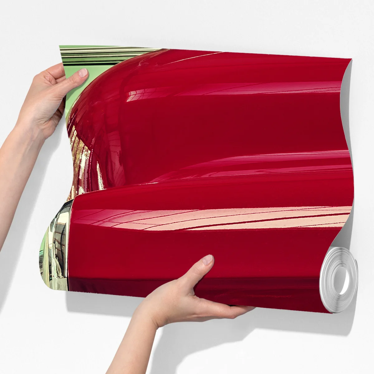 Fototapete nahaufnahme klassischer autos in rot und mint Fototapete nahaufnahme klassischer autos in rot und mint