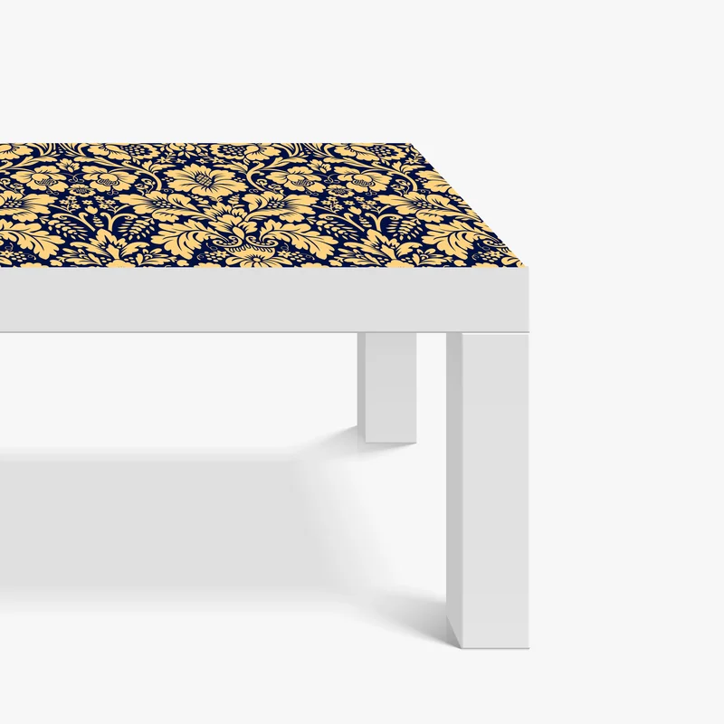 Tischaufkleber und Schreibtischaufkleber dunkelblau-beiges damastmuster