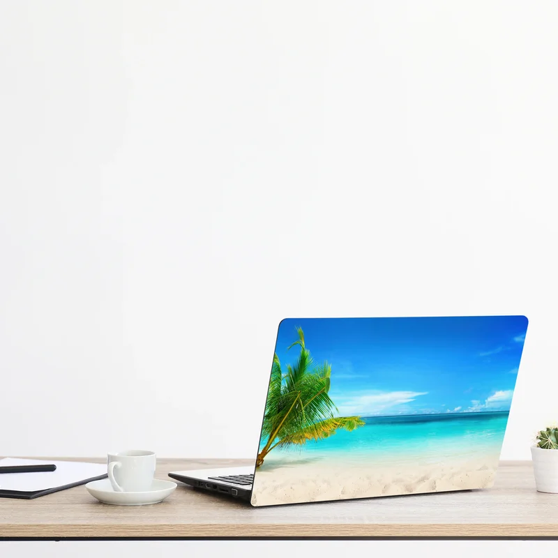 Naklejka na laptopa Malediwy turkusowa plaża panorama