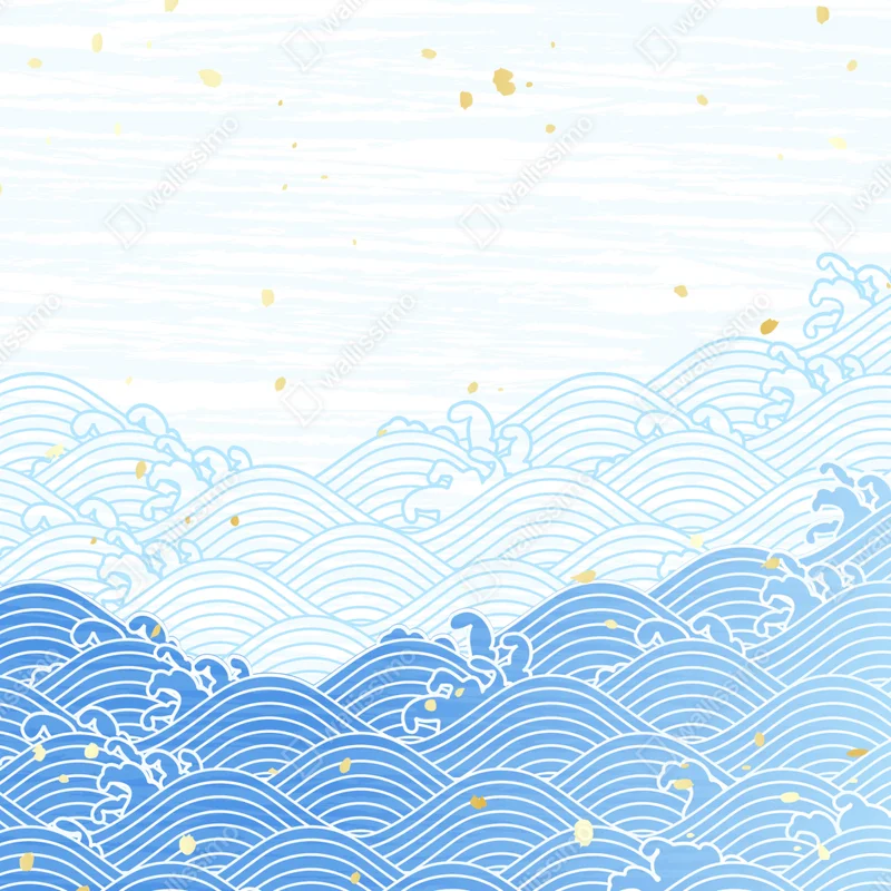 Leinwandbild ruhige blaue wellen mit goldakzenten Leinwandbild ruhige blaue wellen mit goldakzenten