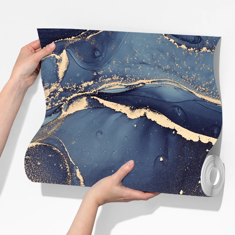 Fototapete traumhafte abstrakte fließmalerei in blau und gold Fototapete traumhafte abstrakte fließmalerei in blau und gold