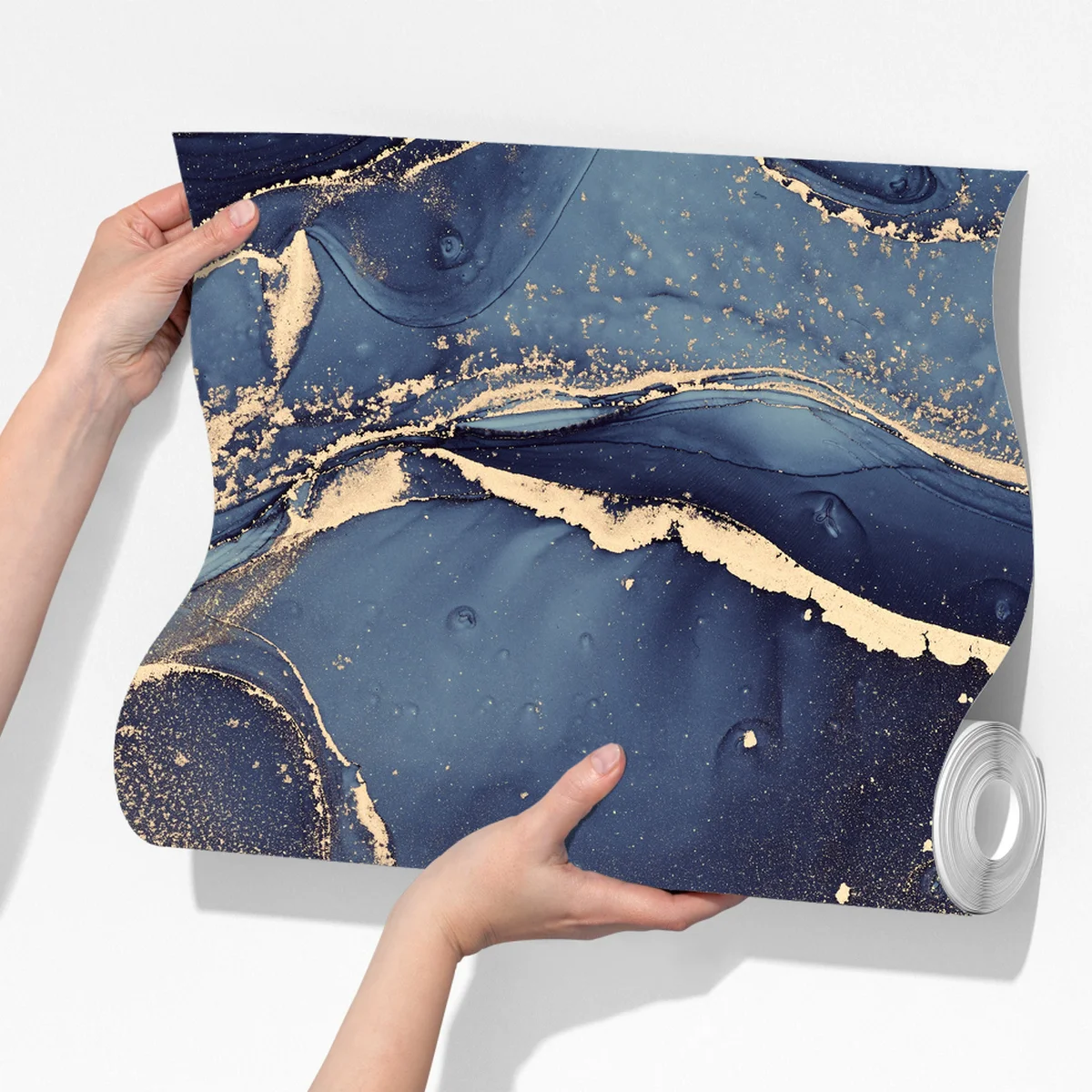 Fototapete traumhafte abstrakte fließmalerei in blau und gold Fototapete traumhafte abstrakte fließmalerei in blau und gold