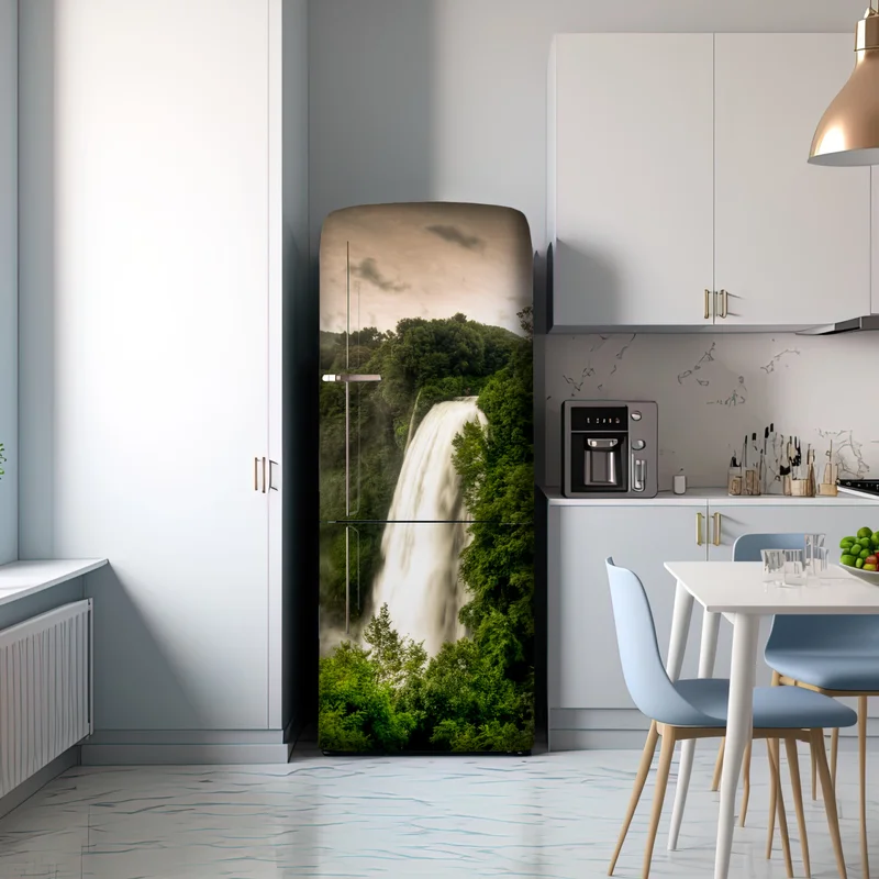 Kühlschrankaufkleber Marmore wasserfall in Umbrien: neblige grüne landschaft