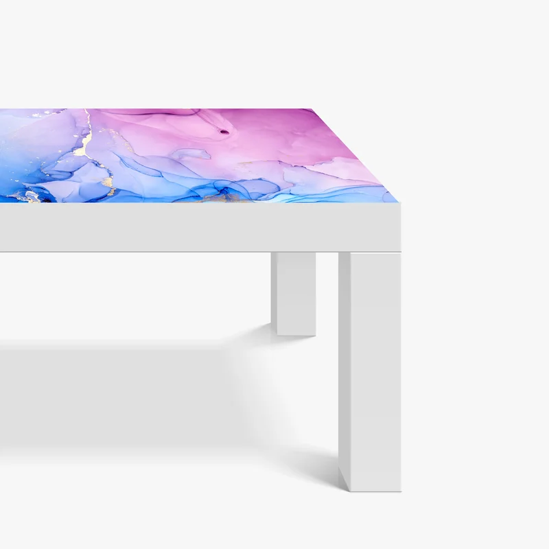 Tischaufkleber und Schreibtischaufkleber rosa und blaue marmorierte abstraktion