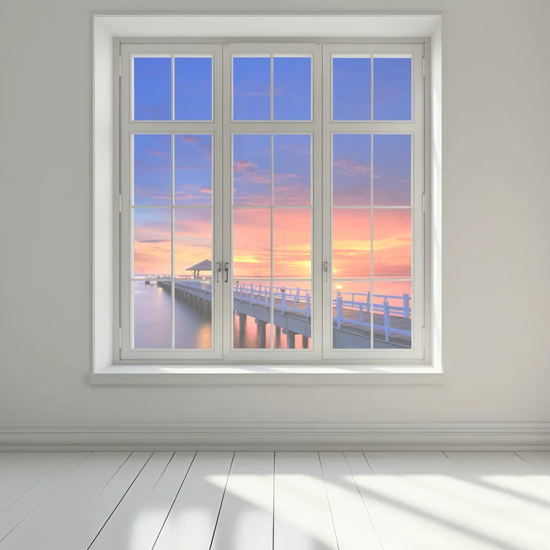 Fensteraufkleber mole bei sonnenuntergang am strand Fensteraufkleber mole bei sonnenuntergang am strand