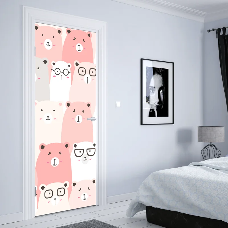 Türaufkleber pastell bärenmuster für das kinderzimmer