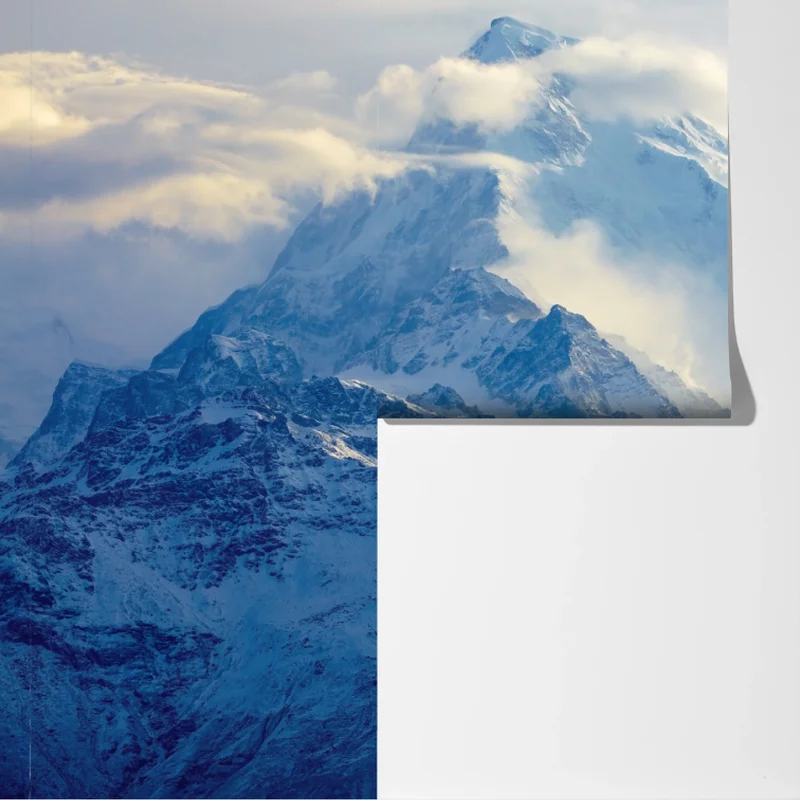 Fototapete majestätischer schneebedeckter berggipfel Fototapete majestätischer schneebedeckter berggipfel