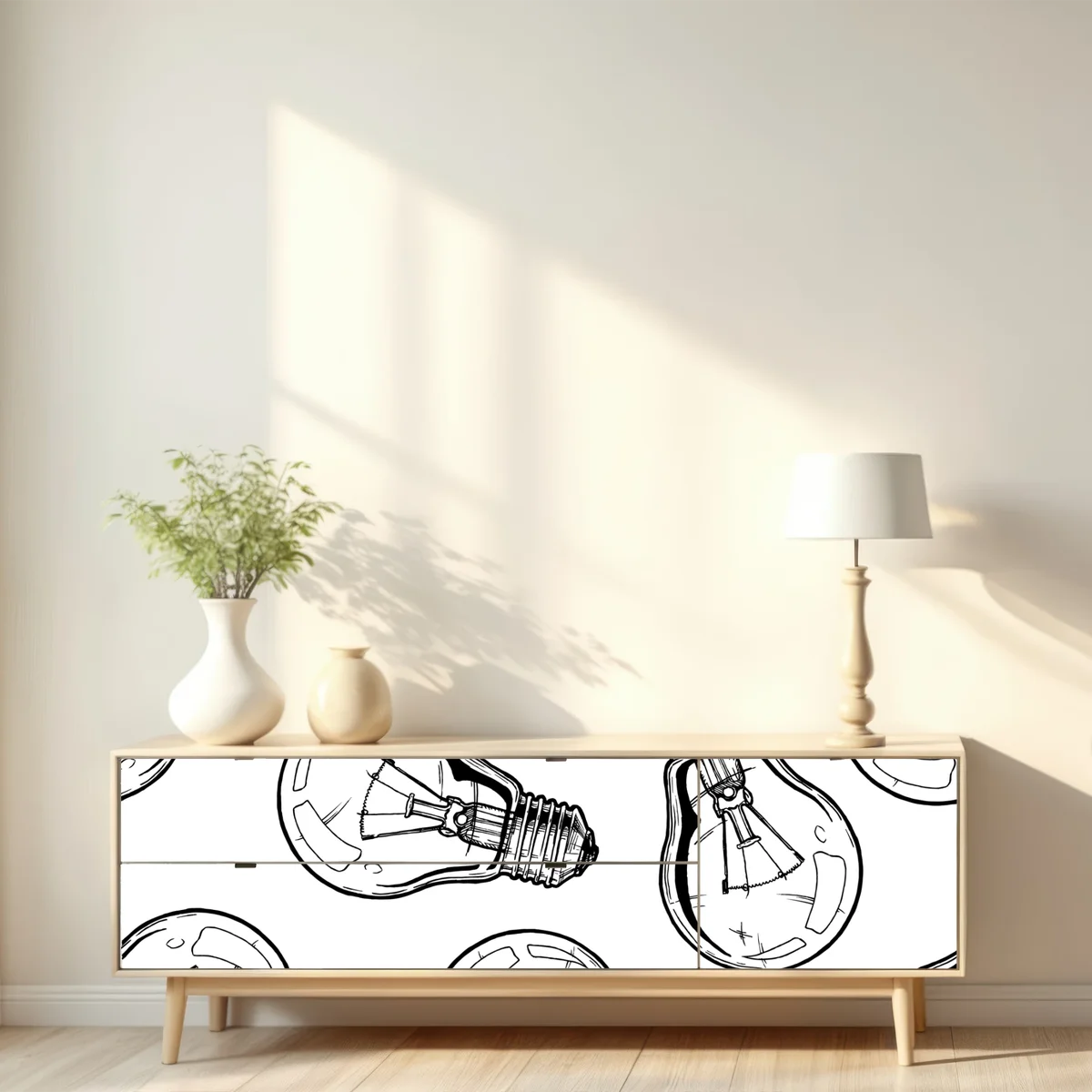 Repositionierbarer Aufkleber handgezeichnetes glühbirnenmuster Repositionierbarer Aufkleber handgezeichnetes glühbirnenmuster