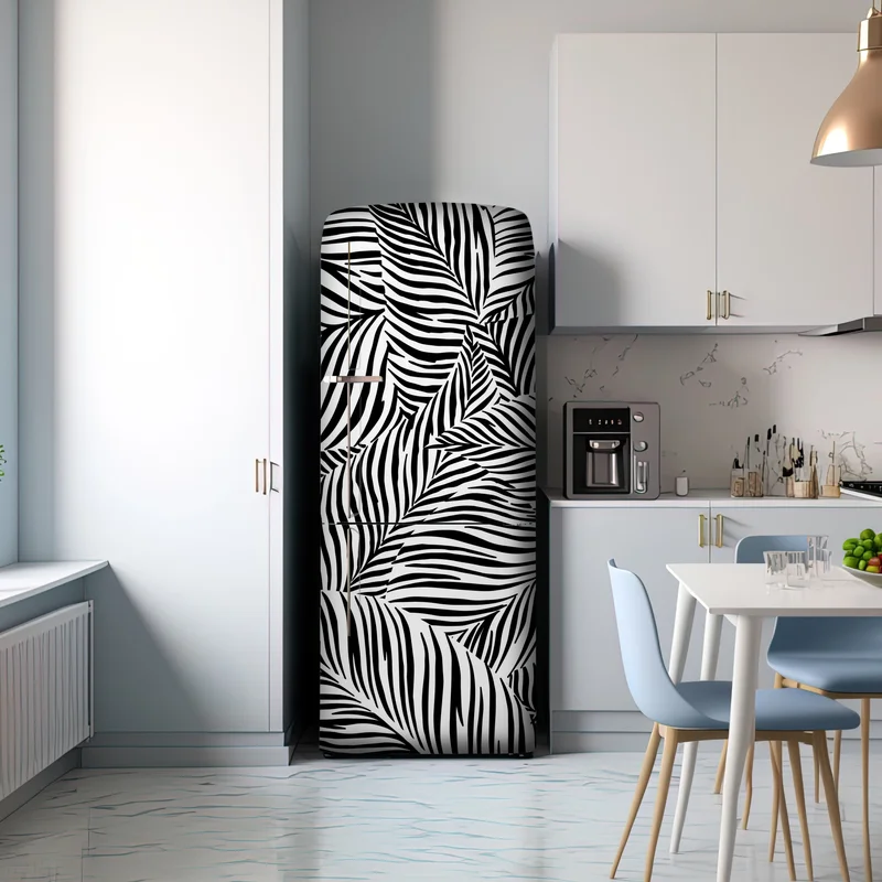 Kühlschrankaufkleber monochromes tropisches blattmuster