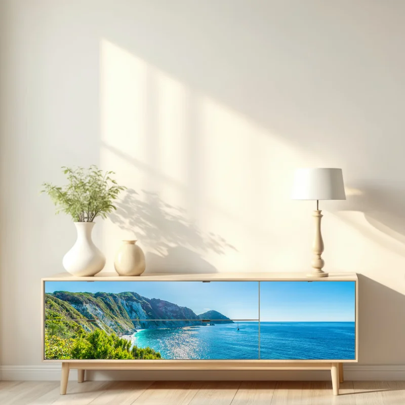 Repositionierbarer Aufkleber sonnige panoramaansicht des strands Sansone, Elba