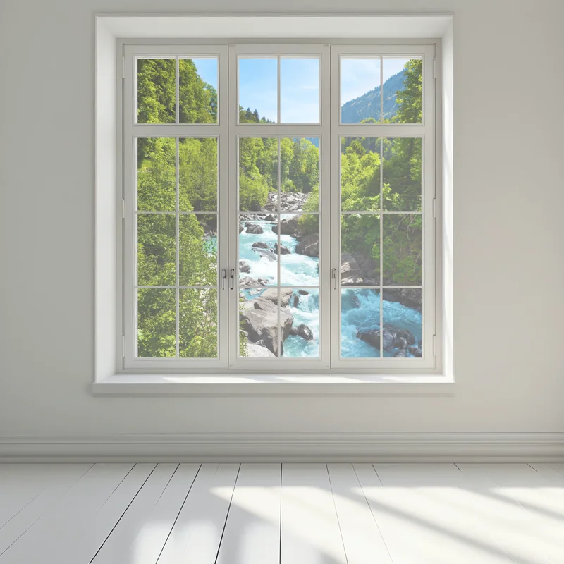 Fensteraufkleber gletscherfluss im grünen tal Fensteraufkleber gletscherfluss im grünen tal