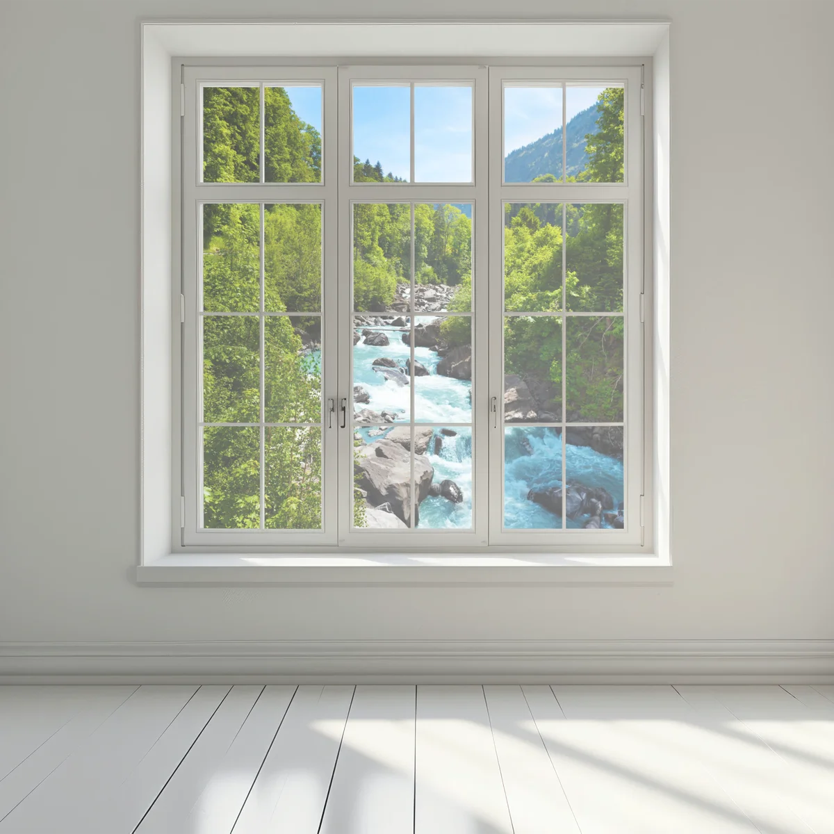 Fensteraufkleber gletscherfluss im grünen tal Fensteraufkleber gletscherfluss im grünen tal