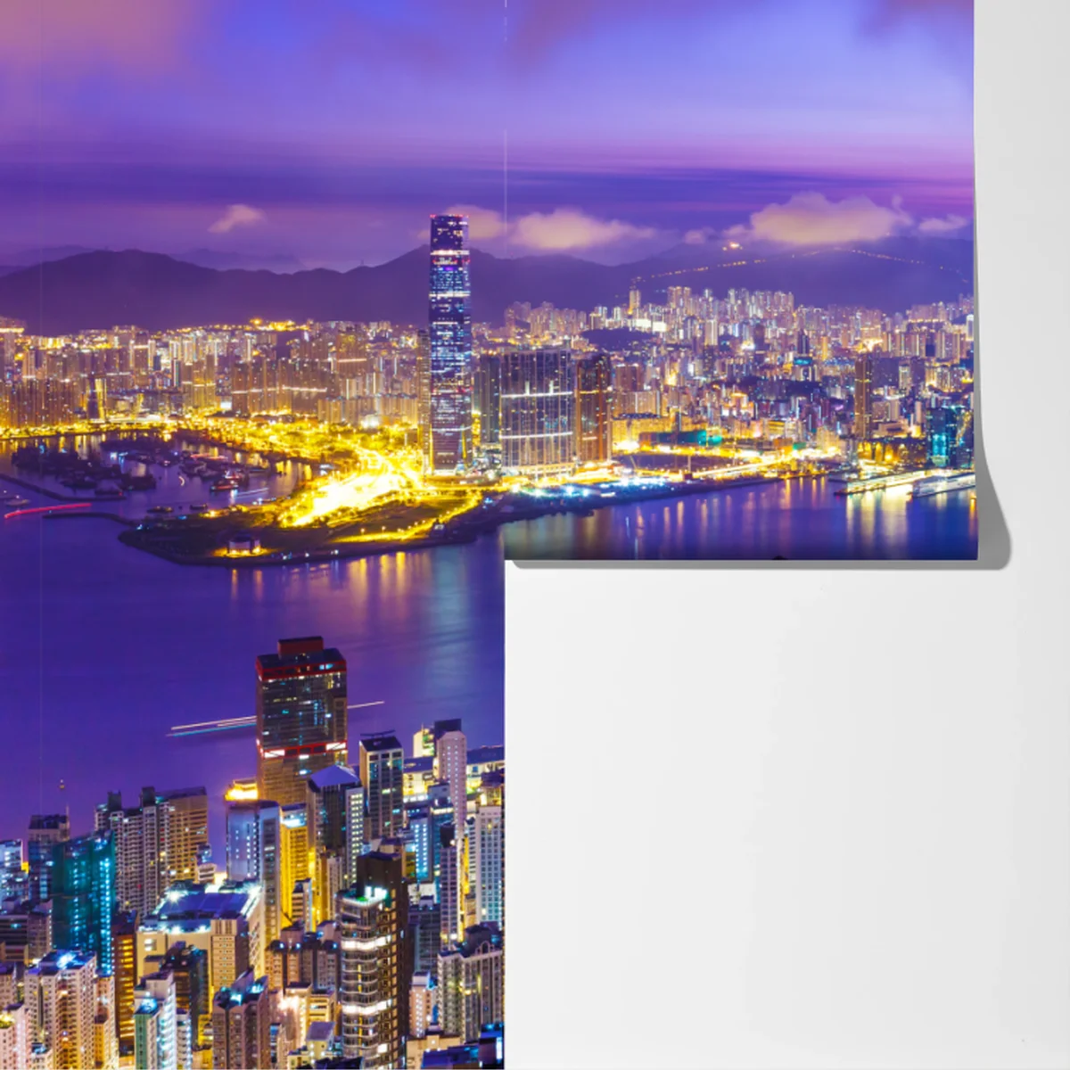 Fototapete Hong Kong skyline bei dämmerung Fototapete Hong Kong skyline bei dämmerung