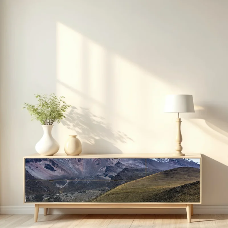 Repositionierbarer Aufkleber majestätisches schneebedecktes bergtal Repositionierbarer Aufkleber majestätisches schneebedecktes bergtal