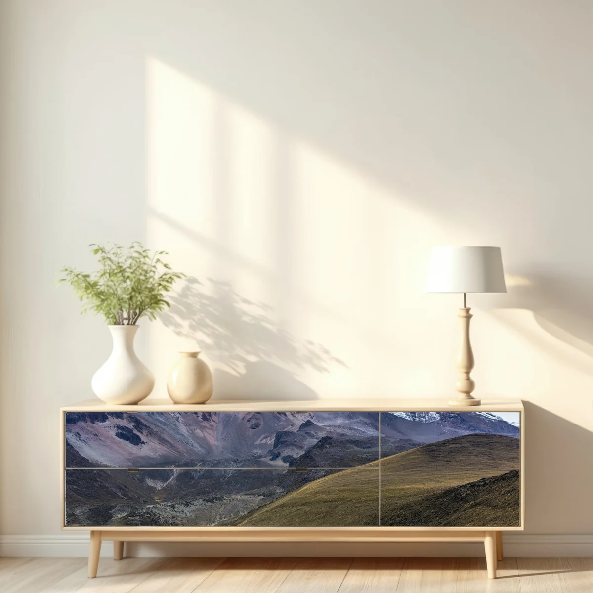 Repositionierbarer Aufkleber majestätisches schneebedecktes bergtal Repositionierbarer Aufkleber majestätisches schneebedecktes bergtal