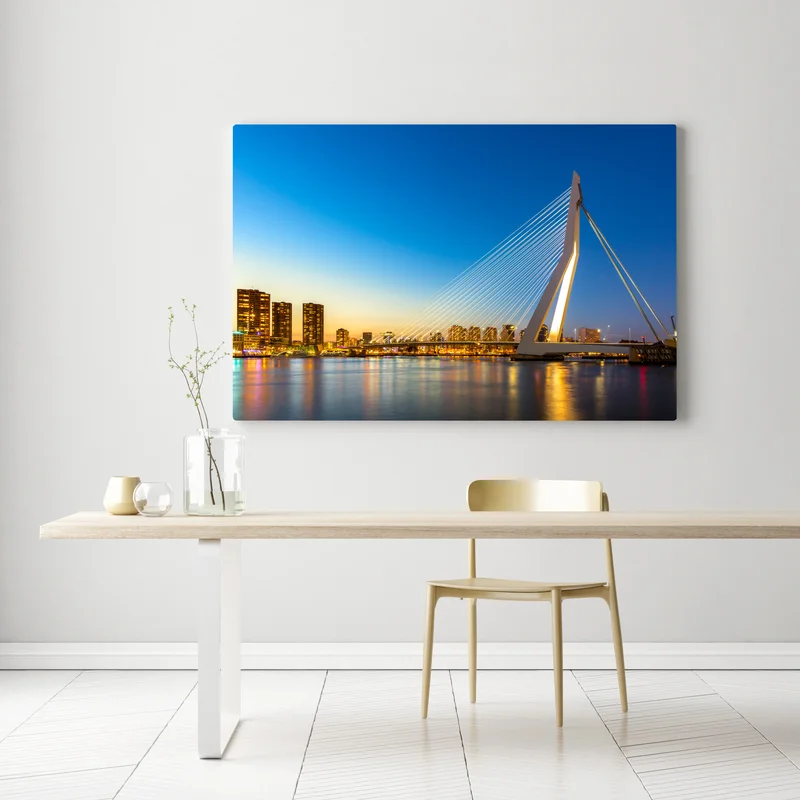 Leinwandbild Rotterdam Erasmusbrücke bei dämmerung Leinwandbild Rotterdam Erasmusbrücke bei dämmerung