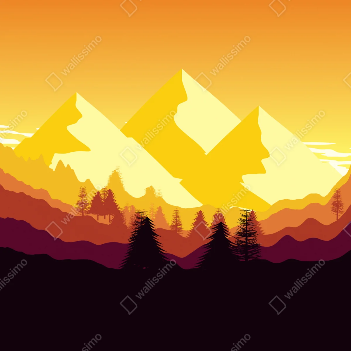 Leinwandbild goldener sonnenuntergang über bergen Leinwandbild goldener sonnenuntergang über bergen