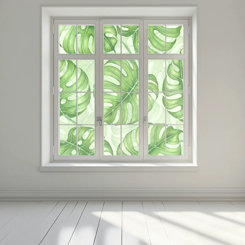 Fensteraufkleber aquarell monstera blättermuster