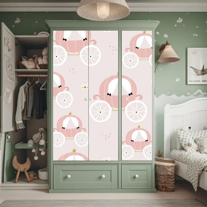 Schrankaufkleber rosa prinzessinnenkutsche muster Schrankaufkleber rosa prinzessinnenkutsche muster