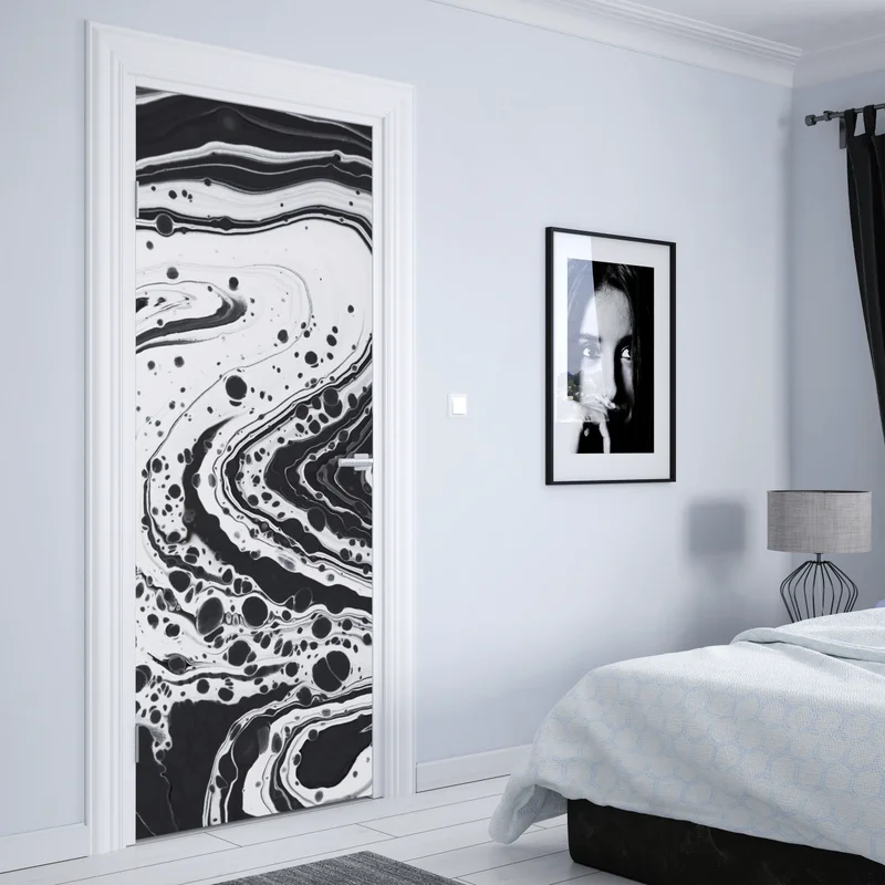 Türaufkleber schwarz-weißes marmormuster Türaufkleber schwarz-weißes marmormuster