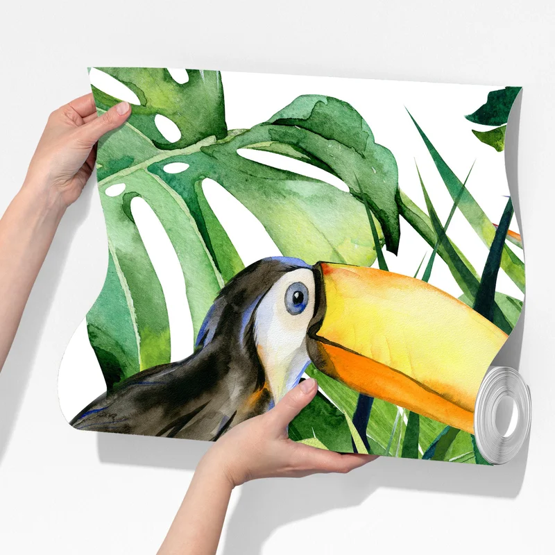 Fototapete aquarell tukan im tropischen muster Fototapete aquarell tukan im tropischen muster