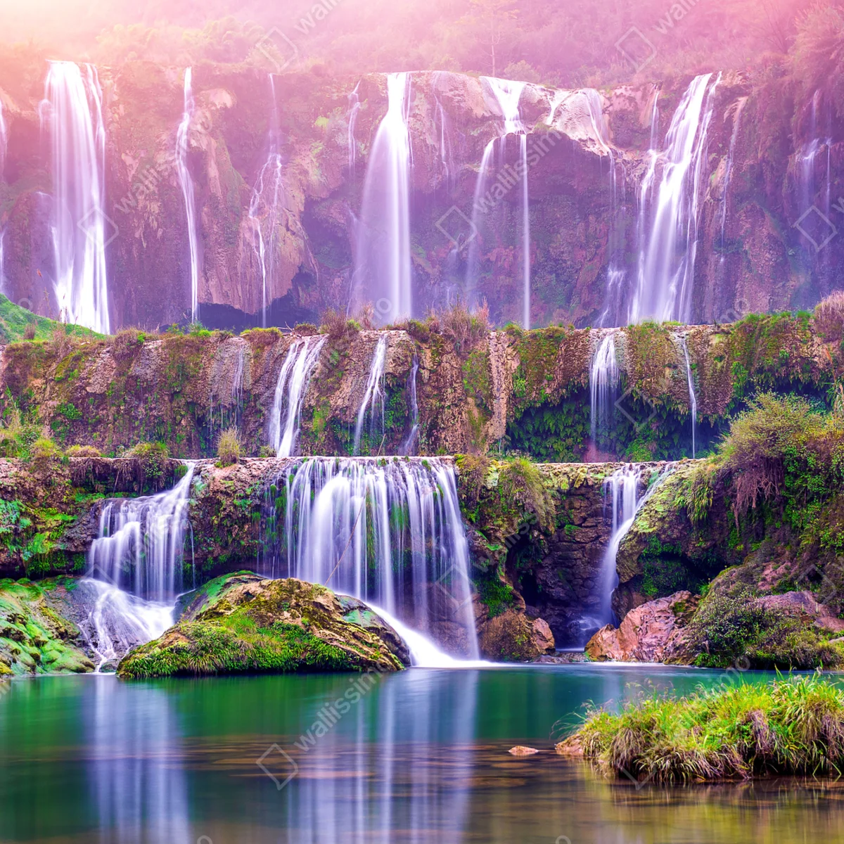 Fensteraufkleber friedlicher wasserfall Jiulong in Luoping, China Fensteraufkleber friedlicher wasserfall Jiulong in Luoping, China