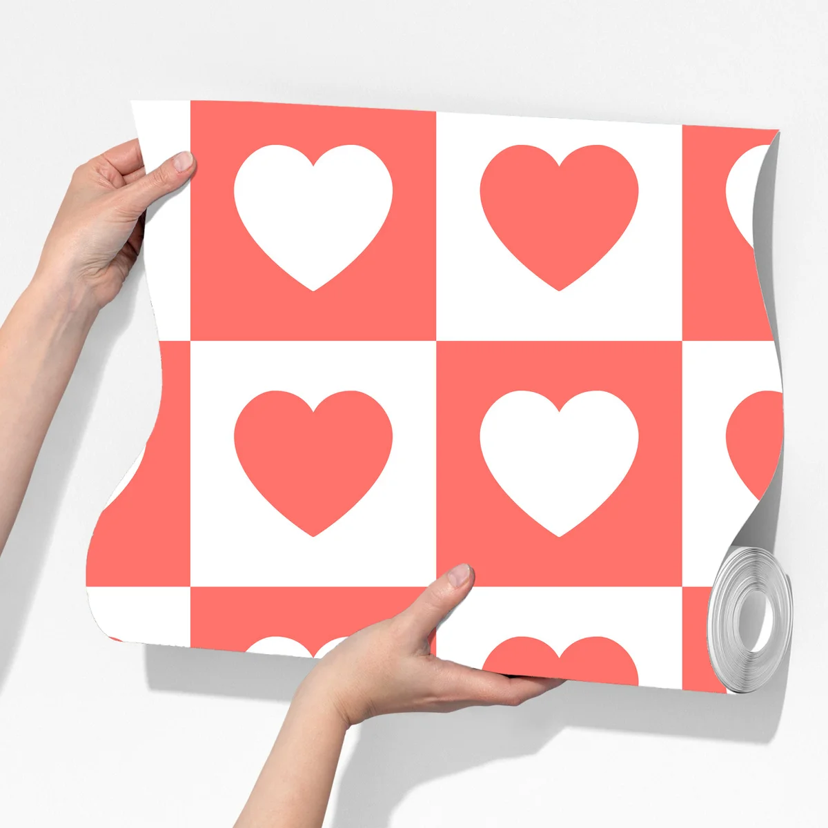 Fototapeta różowy wzór serc w szachownicy Fototapeta różowy wzór serc w szachownicy