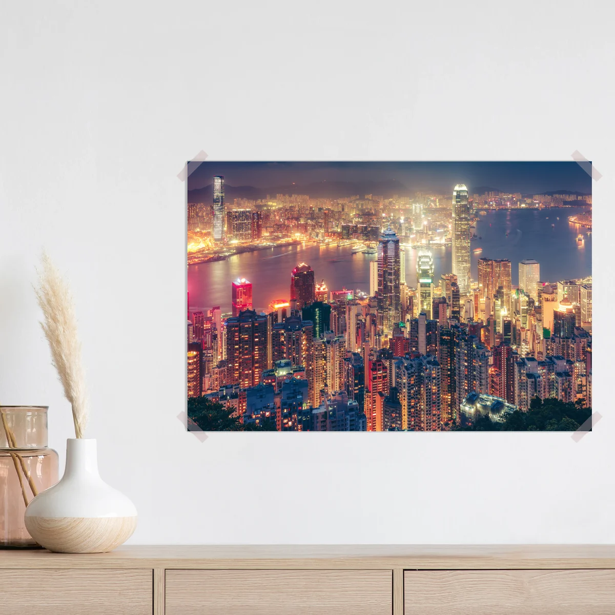 Poster Hongkong skyline bei nacht vom Victoria Peak Poster Hongkong skyline bei nacht vom Victoria Peak